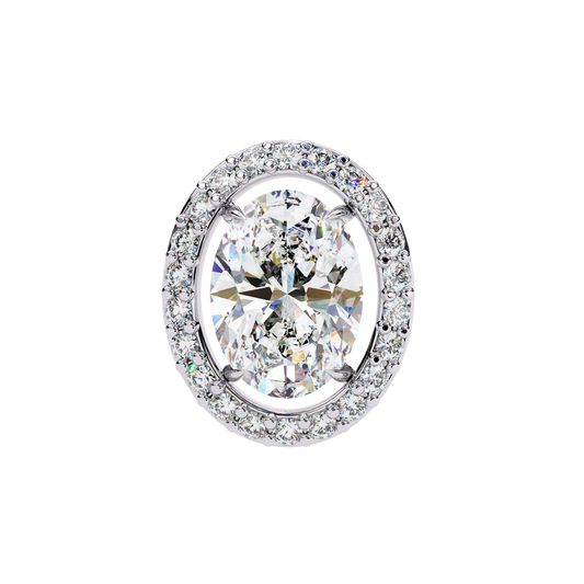 0.97 Carat Bijou Oval Diamond Stud Earrings in 18K White Gold with Alpha Backs