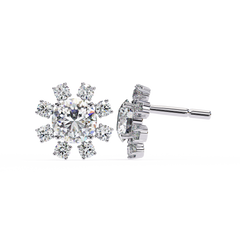 1.21 Carat Elegant Halo Stud Earrings in Silver