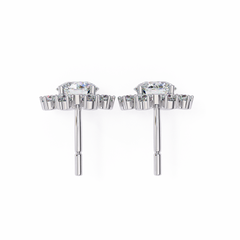 1.21 Carat Elegant Halo Stud Earrings in Silver
