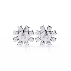 1.21 Carat Elegant Halo Stud Earrings in Silver