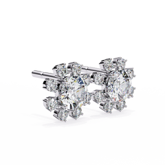 1.21 Carat Elegant Halo Stud Earrings in Silver