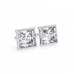 1.77 Carat Princess-Cut Lab-Grown Diamond Stud Earrings