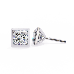 1.77 Carat Princess-Cut Lab-Grown Diamond Stud Earrings