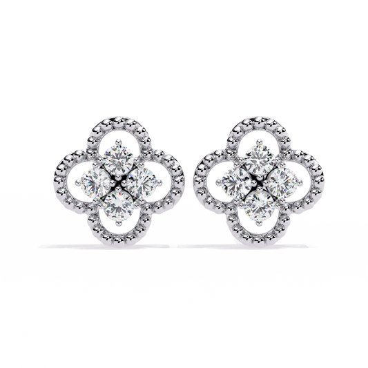 0.85 Carat Moissanite Clover Stud Earrings in 925 Sterling Silver