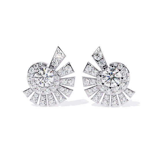 1.66 Carat Cluster Stud Earrings with Lab-Grown CVD Diamonds