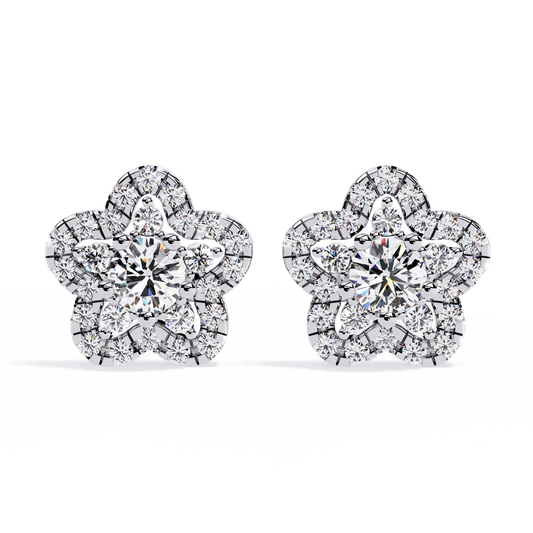 0.87 Carat Round Lab-Grown Diamond Stud Earrings in 14K White Gold (Pair)