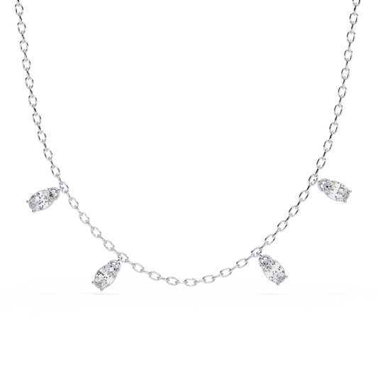 Elegant LGD Oval-Cut Stone Diamond Necklace 1.45Carat