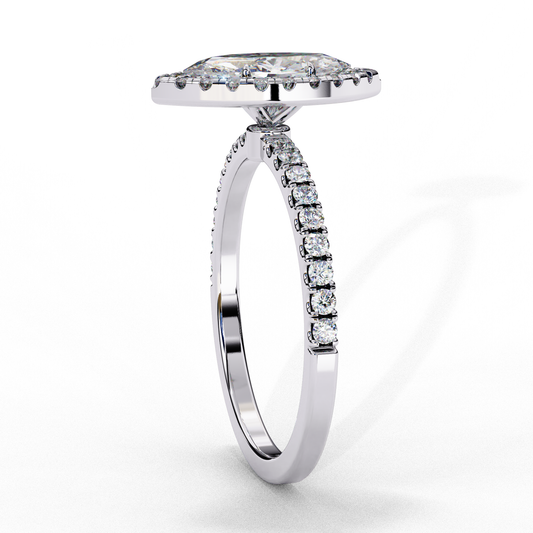 1.16 Carat Marquise Cut Solitaire Diamond Ring with Halo
