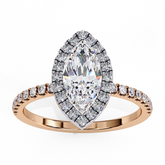 1.16 Carat Marquise Cut Solitaire Diamond Ring with Halo
