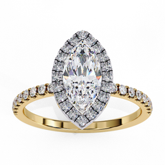 1.16 Carat Marquise Cut Solitaire Diamond Ring with Halo