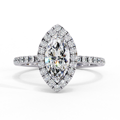 1.16 Carat Marquise Cut Solitaire Diamond Ring with Halo