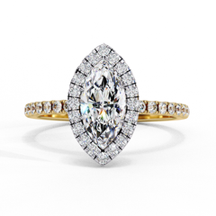 1.16 Carat Marquise Cut Solitaire Diamond Ring with Halo