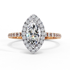 1.16 Carat Marquise Cut Solitaire Diamond Ring with Halo