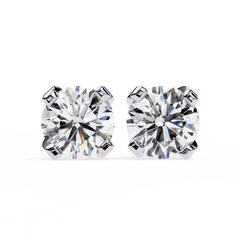 2.57 Carat Round-Cut Diamond Stud Earrings