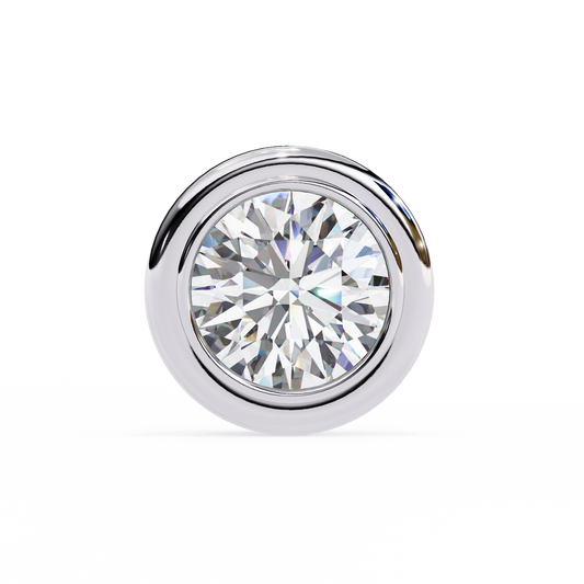 2.57 Carat Round Lab-Grown Diamond Earrings in Bezel Setting