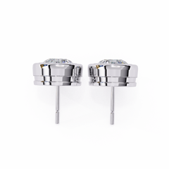 2.57 Carat Round Lab-Grown Diamond Earrings in Bezel Setting