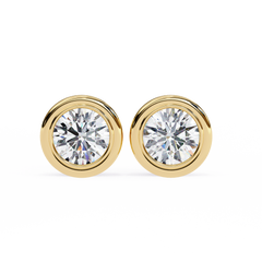 2.57 Carat Round Lab-Grown Diamond Earrings in Bezel Setting