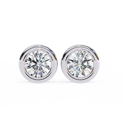 2.57 Carat Round Lab-Grown Diamond Earrings in Bezel Setting