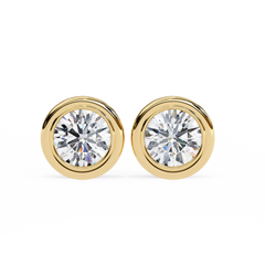 2.57 Carat Round Lab-Grown Diamond Earrings in Bezel Setting