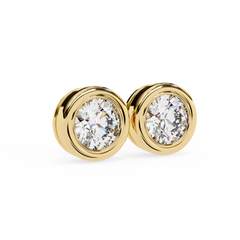 2.57 Carat Round Lab-Grown Diamond Earrings in Bezel Setting