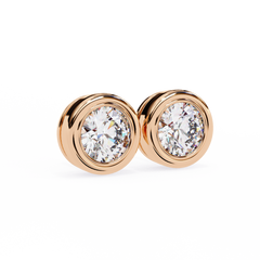 2.57 Carat Round Lab-Grown Diamond Earrings in Bezel Setting