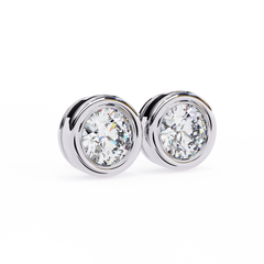 2.57 Carat Round Lab-Grown Diamond Earrings in Bezel Setting