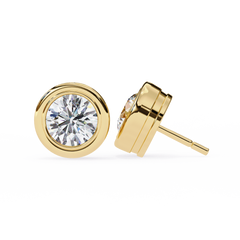 2.57 Carat Round Lab-Grown Diamond Earrings in Bezel Setting