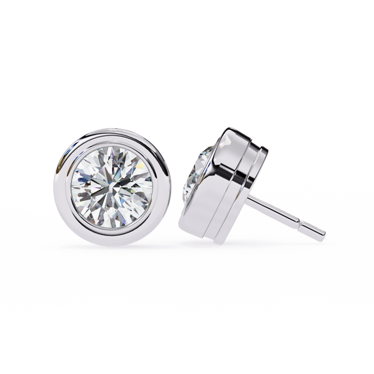 2.57 Carat Round Lab-Grown Diamond Earrings in Bezel Setting
