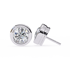 2.57 Carat Round Lab-Grown Diamond Earrings in Bezel Setting