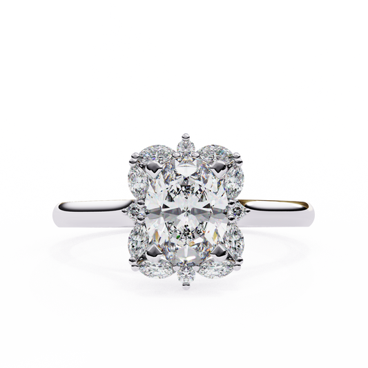 Classic Oval Diamond Ring 1.29ct with Halo