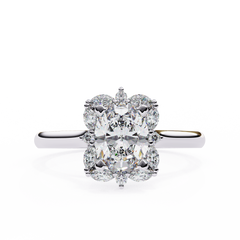 Classic Oval Diamond Ring 1.29ct with Halo