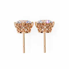 2.5 Carat Round Diamond Earrings in 14K Rose Gold