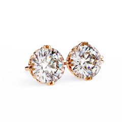 2.5 Carat Round Diamond Earrings in 14K Rose Gold