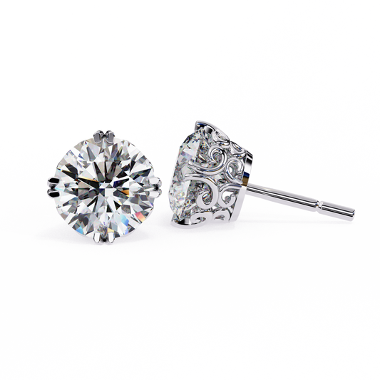 2.5 Carat Round Diamond Earrings in 14K Rose Gold