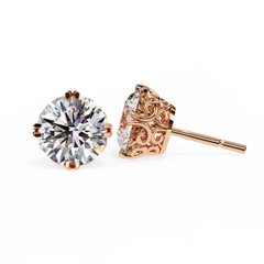 2.5 Carat Round Diamond Earrings in 14K Rose Gold