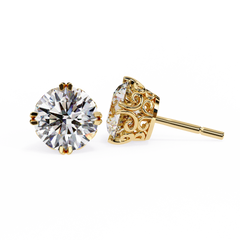 2.5 Carat Round Diamond Earrings in 14K Rose Gold