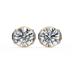 2.5 Carat Round Lab-Grown Diamond Earrings in Half Bezel Setting