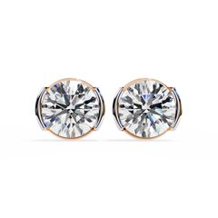 2.5 Carat Round Lab-Grown Diamond Earrings in Half Bezel Setting