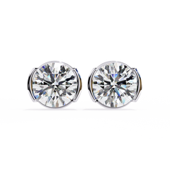 2.5 Carat Round Lab-Grown Diamond Earrings in Half Bezel Setting