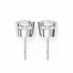 2.5 Carat Round Lab-Grown Diamond Earrings in Half Bezel Setting