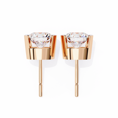 2.5 Carat Round Lab-Grown Diamond Earrings in Half Bezel Setting