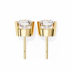 2.5 Carat Round Lab-Grown Diamond Earrings in Half Bezel Setting