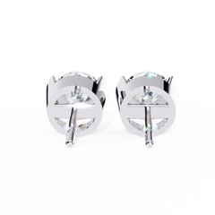 2.5 Carat Round Lab-Grown Diamond Earrings in Half Bezel Setting