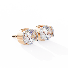 2.5 Carat Round Lab-Grown Diamond Earrings in Half Bezel Setting