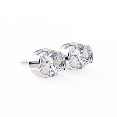 2.5 Carat Round Lab-Grown Diamond Earrings in Half Bezel Setting