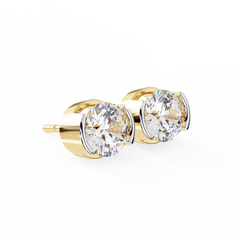 2.5 Carat Round Lab-Grown Diamond Earrings in Half Bezel Setting