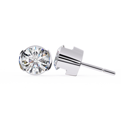 2.5 Carat Round Lab-Grown Diamond Earrings in Half Bezel Setting