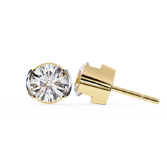 2.5 Carat Round Lab-Grown Diamond Earrings in Half Bezel Setting
