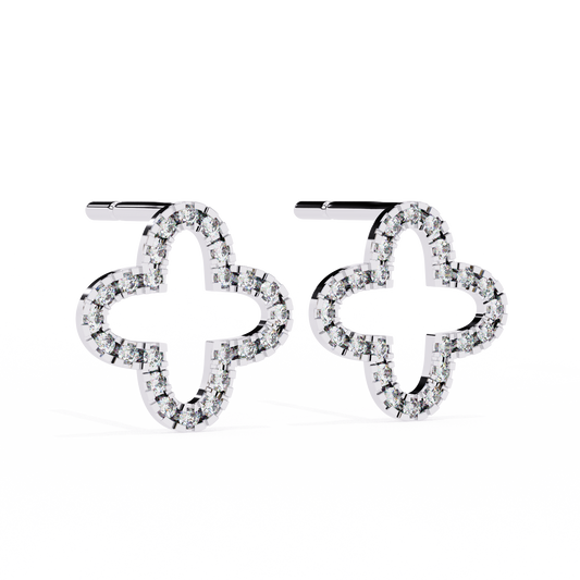 0.24 Carat Clover-Shaped Lab-Grown Diamond Earrings
