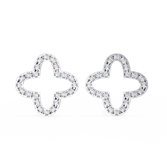 0.24 Carat Clover-Shaped Lab-Grown Diamond Earrings